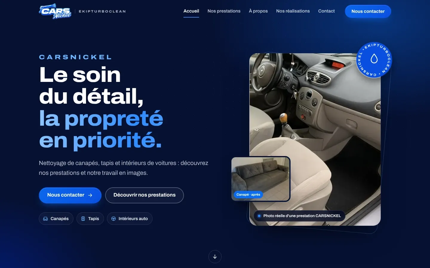 Capture du site CARSNICKEL sur ordinateur
